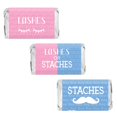 thumbnail image 1 of Mini envoltorios para barra de dulces Baby Gender Reveal - Pestañas o staches - 45 pegatinas, 1 of 5