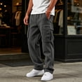 thumbnail image 5 of Baggy Cargo Sweatpants for Men Fleece Wide Leg Open Bottom Fall Drawstring Elastic Waist Gym Pants, 5 of 8