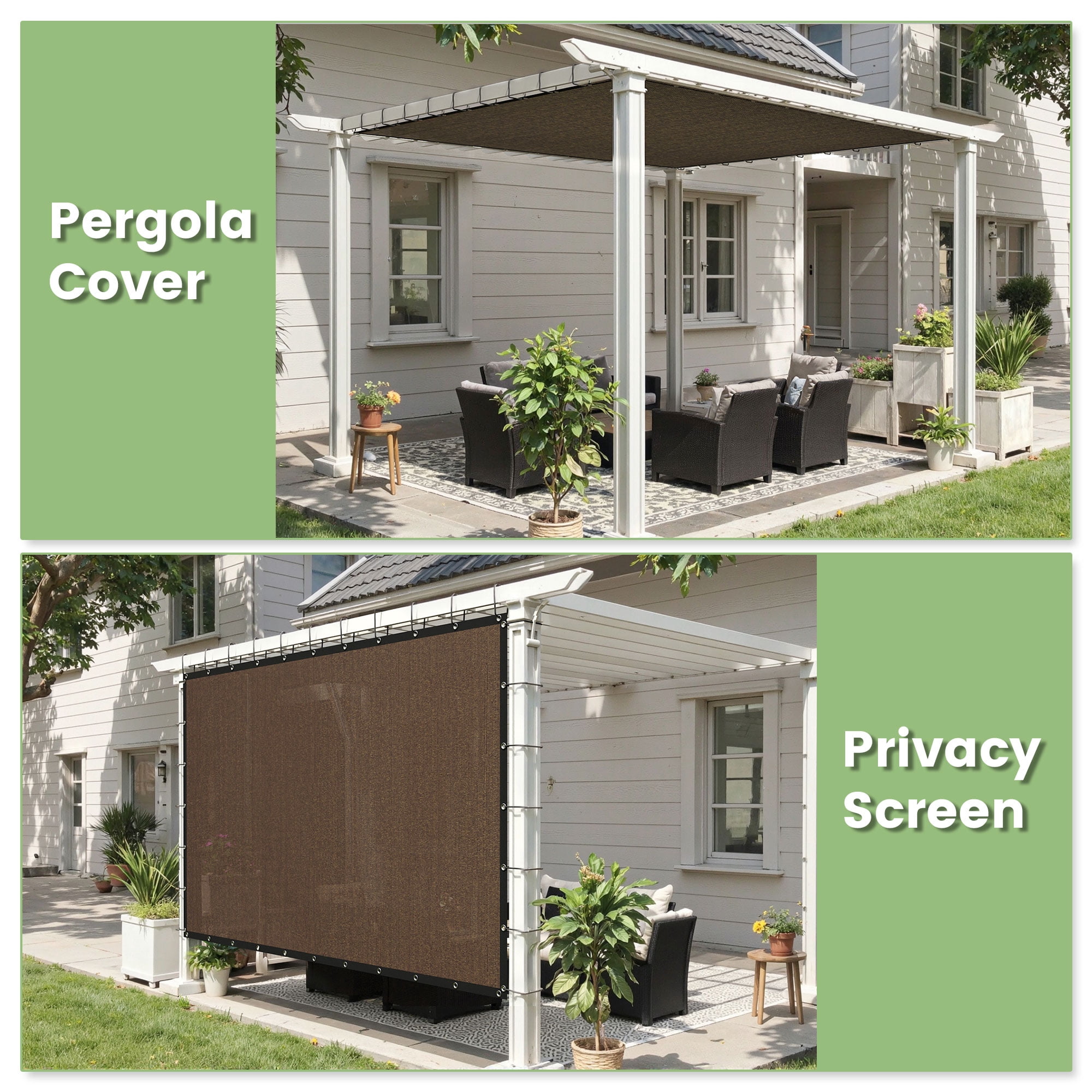DIFY 90% Sun Shade Cloth with Every 2 FT Grommets 6' x 8', Mocha