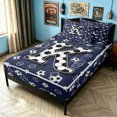 thumbnail image 2 of meiyoeat Soccer Letter K Zipper Comforter Set with Fitted Sheet and 2 Pillowcases for Boys, Sports Football Zipper Bedding Set, Navy Blue, Blue Reversible, 3pcs, 2 of 6