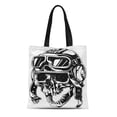 thumbnail image 1 of JSDART Sac Fourre-Tout en Toile Tatouage de Crâne Humain Souriant Rétro Réutilisable Sac à Provisions, 1 of 1