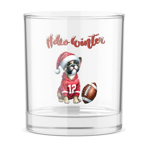 Hello Winter French Bulldog Football Snowman Welcome Snowy Morning 11oz Whiskey Glass Mug Dog Lover Gifts Whiskey Cocktail Glasses Cup - 01012