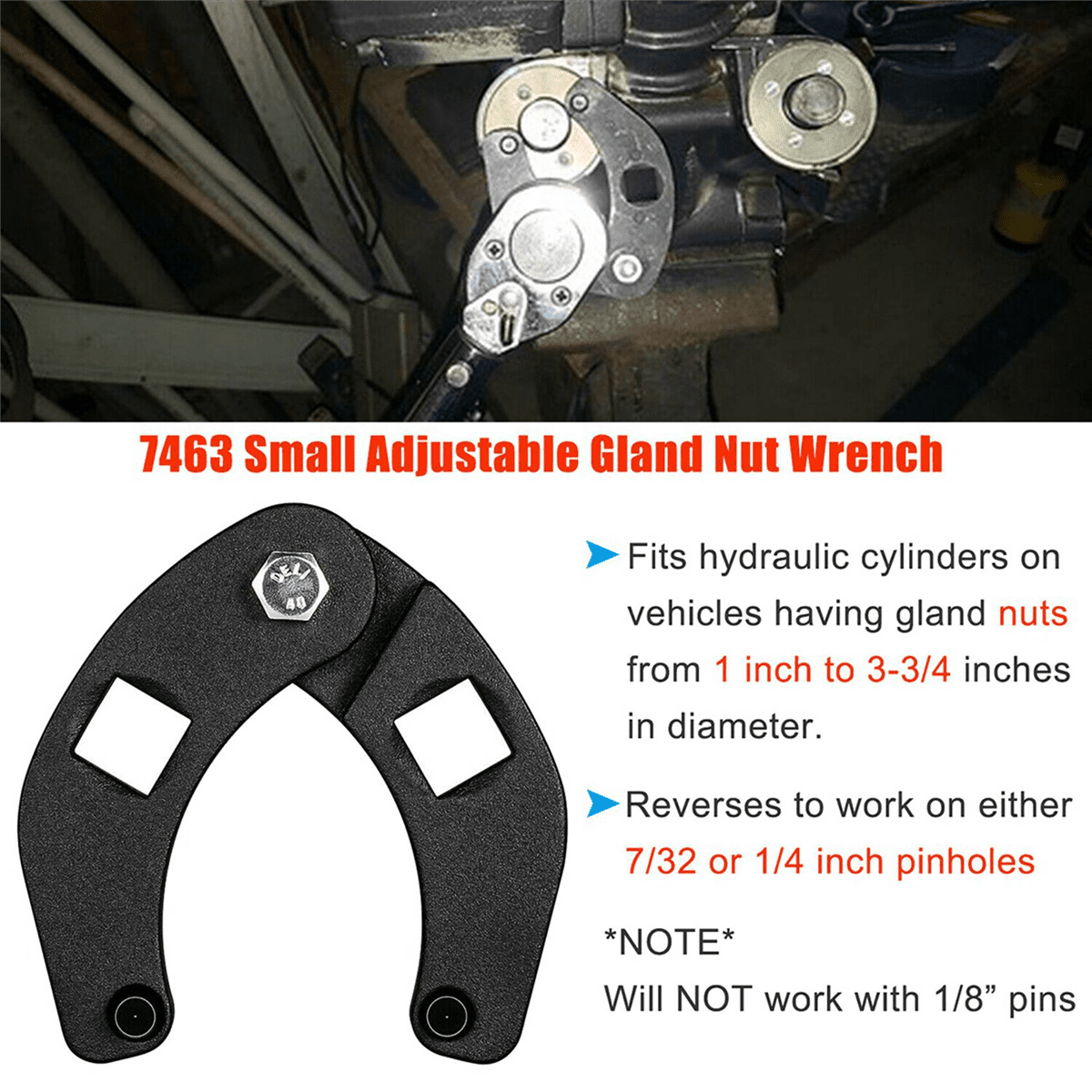 2X Adjustable Gland Nut Wrench 1266 +7463 Spanner Tool Set for Hydraulic Cylinders on Skid Steer Loaders,2 x Adjustable Gland Nut Wrench set,Black