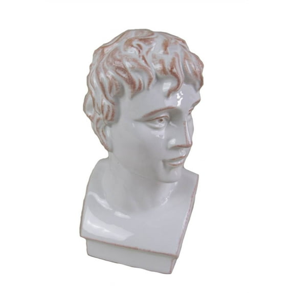 Sophisticated Ceramic Male Roman Bust Figurine, White