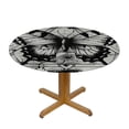 thumbnail image 3 of WERPE Boho Butterfly Round Tablecloth, Beige White Bohemian Moth Floral, Full Width Single-Sided Printing, 100% Polyester Fiber, Elastic Band Closure, Multiple Sizes White, 3 of 7