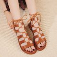 thumbnail image 2 of Juebong Sandals clearance Lace up Gladiator Strap Sandals Women Girls Dressy Flat Fisherman Thong Cross Strappy Sandals Low Wedge Summer Shoes Cute Open Toe Flat Sandal, 2 of 5