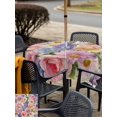 thumbnail image 5 of Outdoor Tablecloth with Umbrella Hole for Patio/Picnic/Party/Camping, Purple Pink Floral Waterproof Table Cloth Square Cover Washable, Spring Farmhouse Country Vintage Flower (54"x 54"), 5 of 8