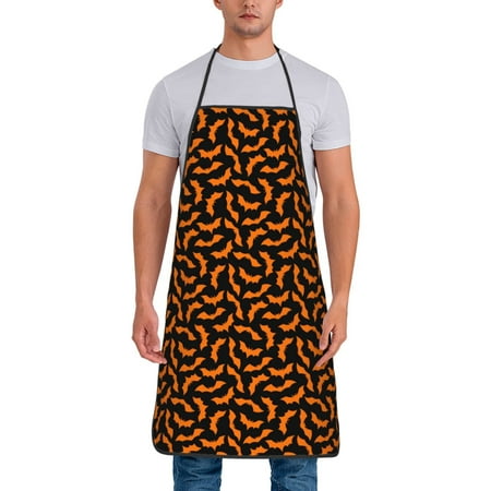 

Matuu Halloween Bat for Cooking Apron for Men and Women Adjustable Strap and Waist Ties for Baking Cooking Gardening