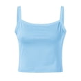thumbnail image 4 of Fgnfyis Built In Bra Tank Tops For Women Slim Fit Cropped Sleeveless Camisole Stretchy Summer Fashion Womens Tops Light Blue XS, 4 of 6