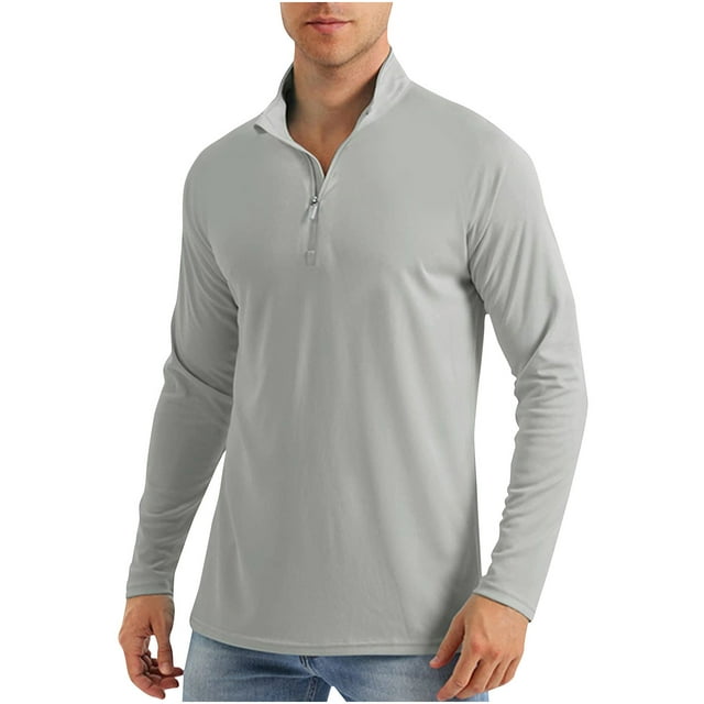Birdeem Mens Summer Sunscreen Is Lightweight Breathable and Solid Color Stand Collar Long Sleeved