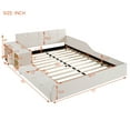 thumbnail image 4 of Aukfa Queen Size Mother & Child Bed Frame, Velvet Upholstered Platform Bed with Bedside Desk & Stool, Grounded Design, Beige, 4 of 8