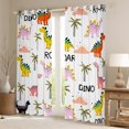 thumbnail image 2 of Feelyou Kawaii Pink Dinosaur Curtains Pack of 2 (42x84 Each) for Teen, Tropic Coconut Palm Curtains Blackout, Cute Cartoon Animal Bedroom Curtains, Blackout Curtains Room Decor, 2 of 6