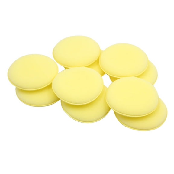 Unique Bargains 10 Pcs Yellow Round Shape Waxing Buffing Tool Polishing Spong Pad for Auto Car