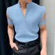 thumbnail image 5 of INCERUN Tops 2024 estilo coreano para hombre, diseño de puños y cuello levantado, camiseta informal, ropa de calle, camiseta lisa sencilla de manga corta S-5XL, 5 of 5