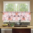thumbnail image 4 of Yayeee Kitchen Curtains Tier Set of 2 Light Filtering 57"x24" Over Sink Window Panels, Pink Halloween Ghosts, 4 of 7