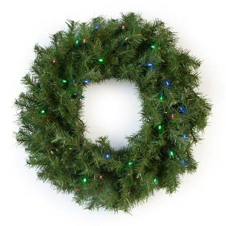 National Tree 24" Norwood Fir Wreath with 50 Multi Battery Operated LED Lights