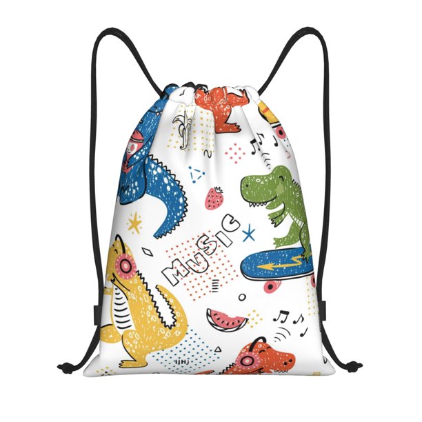 Fotbe Dinosaur Bolsa Mochila con Cordón Estampada, Bolsa de Gimnasio Deportiva, Bolsa Cinch, Bolsa con Cordón para Hombres y Mujeres-Medium