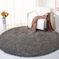 thumbnail image 3 of SAFAVIEH August Sophia Solid Shag Area Rug, Grey, 6'7" x 6'7" Round, 3 of 8