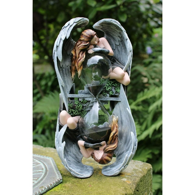 Ebros 9"H Sacred Memory Weeping Angel Gothic Sand Timer Statue by Anne Stokes