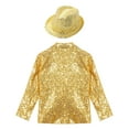 thumbnail image 4 of YONGHS Kids Boys Sequins Hip Hop Jazz Street Dance Tuxedo Jacket Coat Performance Costume Gold 8, 4 of 7