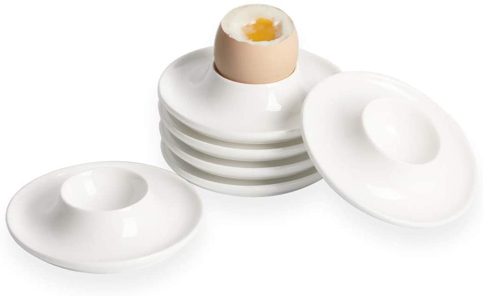 ONTUBE 1910.101 Ceramic Egg Cups Set of 6,Porcelain Egg Stand Holders for Hard Boiled Eggs,White 