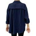 thumbnail image 4 of XFLWAM Long Sleeve Button Down Shirts for Women Collared Lightweight Textured Casual Shacket Tops Navy L, 4 of 7