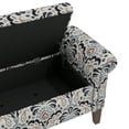 thumbnail image 4 of Homesvale Wallen 56.5"W x 24.5" H Storage Bench Ottoman with Rolled Arms for Living Room, Bedroom, Entryway, Gray & Black Damask Pattern, 4 of 8