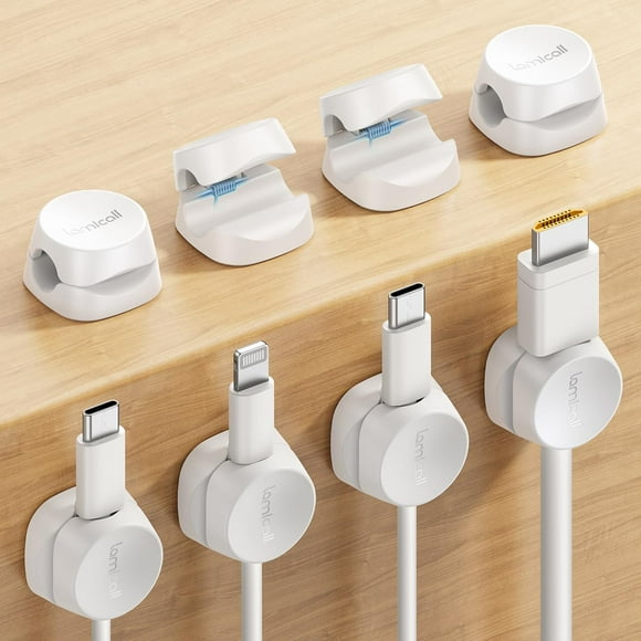 Organizador de cables Lamicall, paquete de 8 clips de gestión de cables con resorte