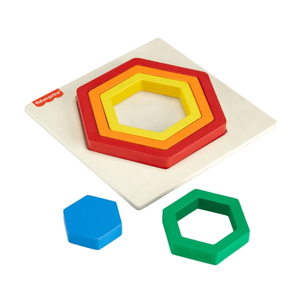 Fisher-Price Mini Puzzle Arc-en-Ciel en Bois Hexagone - Exclusivité Walmart