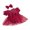Red, variant on Nituyy Infant Girl Valentine's Day Jumpsuit with Bow Headband Short Sleeve Heart Print Tulle Mesh Ribbed Patchwork Dress Romper