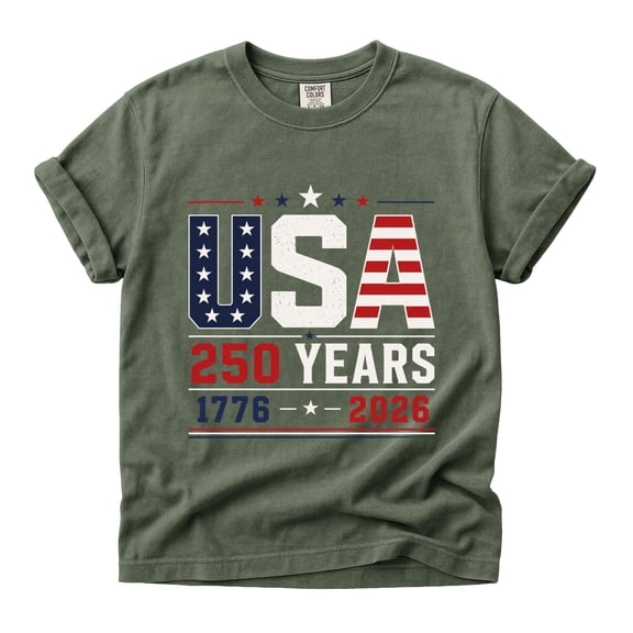 Comfort Colors USA 250 Years 1776 2026 Stars Stripes Patriotic Graphic Tee
