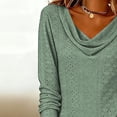 thumbnail image 7 of Eyelets Dresses for Women - Cowl Neck Loose Crewneck Long Sleeve Casual Summer Hollowed Out Keyhole Tunic Mini Dress, 7 of 7