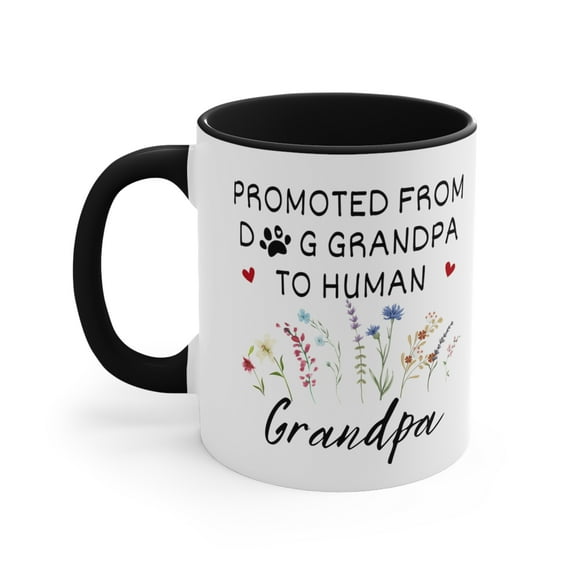 Promoted from Dog Grandpa to human Grandpa-Gift Accent Coffee Mug, 11oz