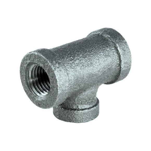 Supply Giant HNSU0340 Galvanized Malleable Three Size Reducing Tee with Female Threaded Fittings, 1/2" x 1/8"
