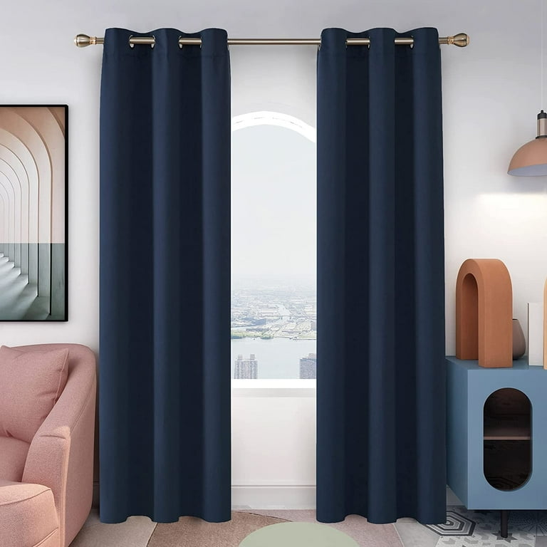 Blackout Curtains 2-Pack, 38x84 Inches, Navy Blue photo 1