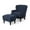 Dark Brown/Blue, variant on Noble House Caleb Fabric Club Chair and Ottoman Seating Set, Blue, Dark Brown