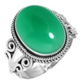 thumbnail image 1 of 925 Sterling Silver Ring For Women - Girls Natural Green Onyx Gemstone Silver Ring Size 8.5 May Birthstone Fashion Silver Ring Size 8.5 Valentine's Day Gift For Women Gemstone 925 Silver Jewelry, 1 of 5