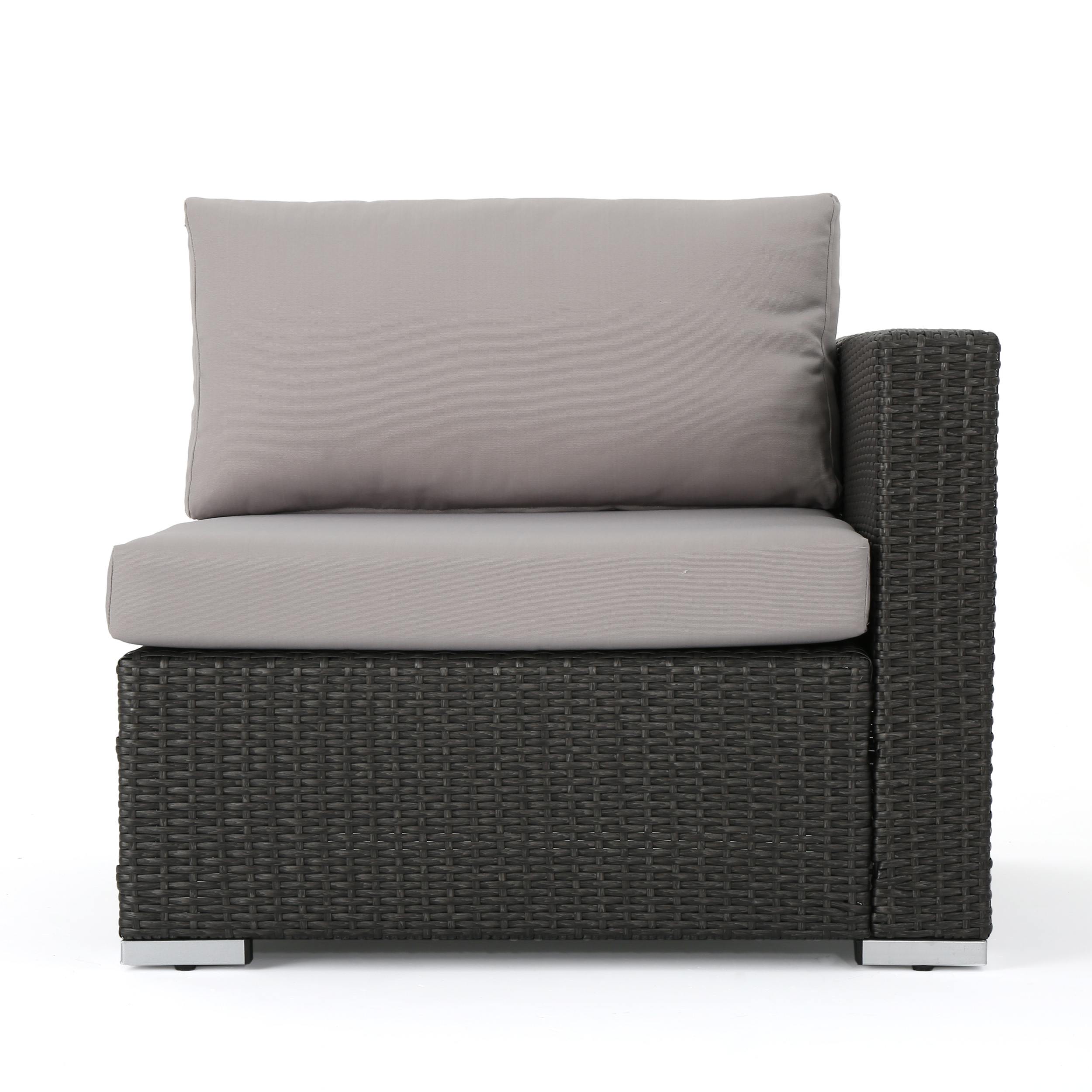 Favioal Outdoor 5 Seater Wicker Chat Set with Aluminum Frame and Cushions, Grey, Silver