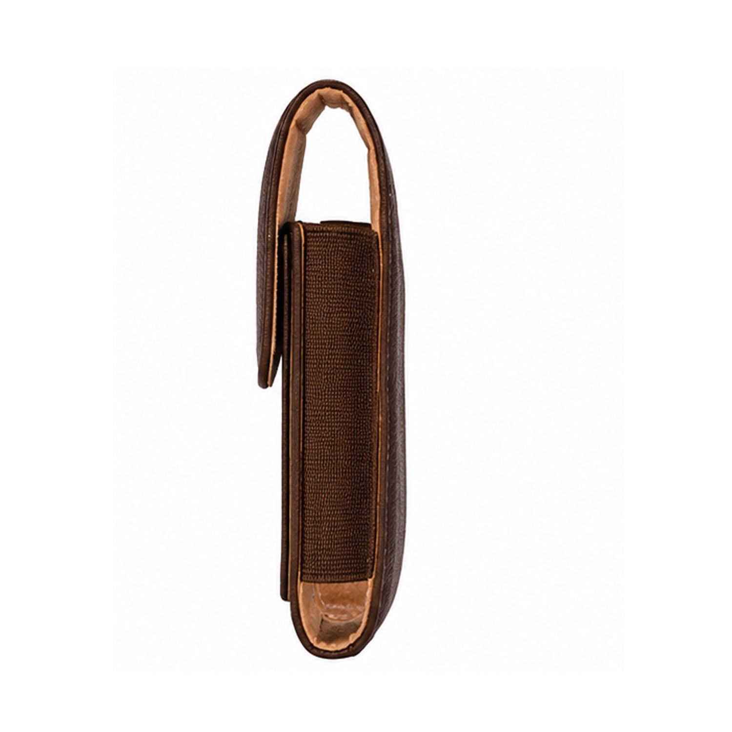 Vertical Leather (5") Pouch with Card Holder and Clips in the Back - Brown