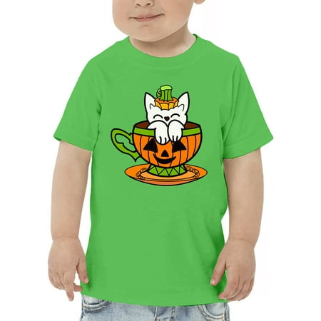 

Pumpkin Cup With A Cat T-Shirt Toddler -Rose Khan Designs 4 Toddler