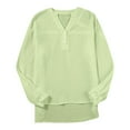 thumbnail image 4 of LIUJUNSHOP Womens Casual Button V Neck Long Sleeve Shirts Oversized Solid Blouses Tops, 4 of 4
