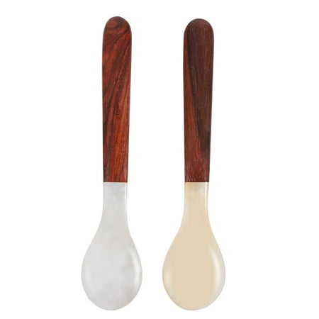 

2pcs Natural Shell Coffee Spoons Ice Cream Spoons Soup Spoons with Wood Handle
