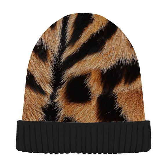 JSTEL Tiger Print Beanie for Women Men Winter Hat Reversible Skull Knit Cap