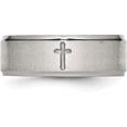 thumbnail image 4 of Chisel Stainless Steel Brushed and Polished Cross 8.2mm Ridged Edge Band - Ring Size 8.0, 4 of 8