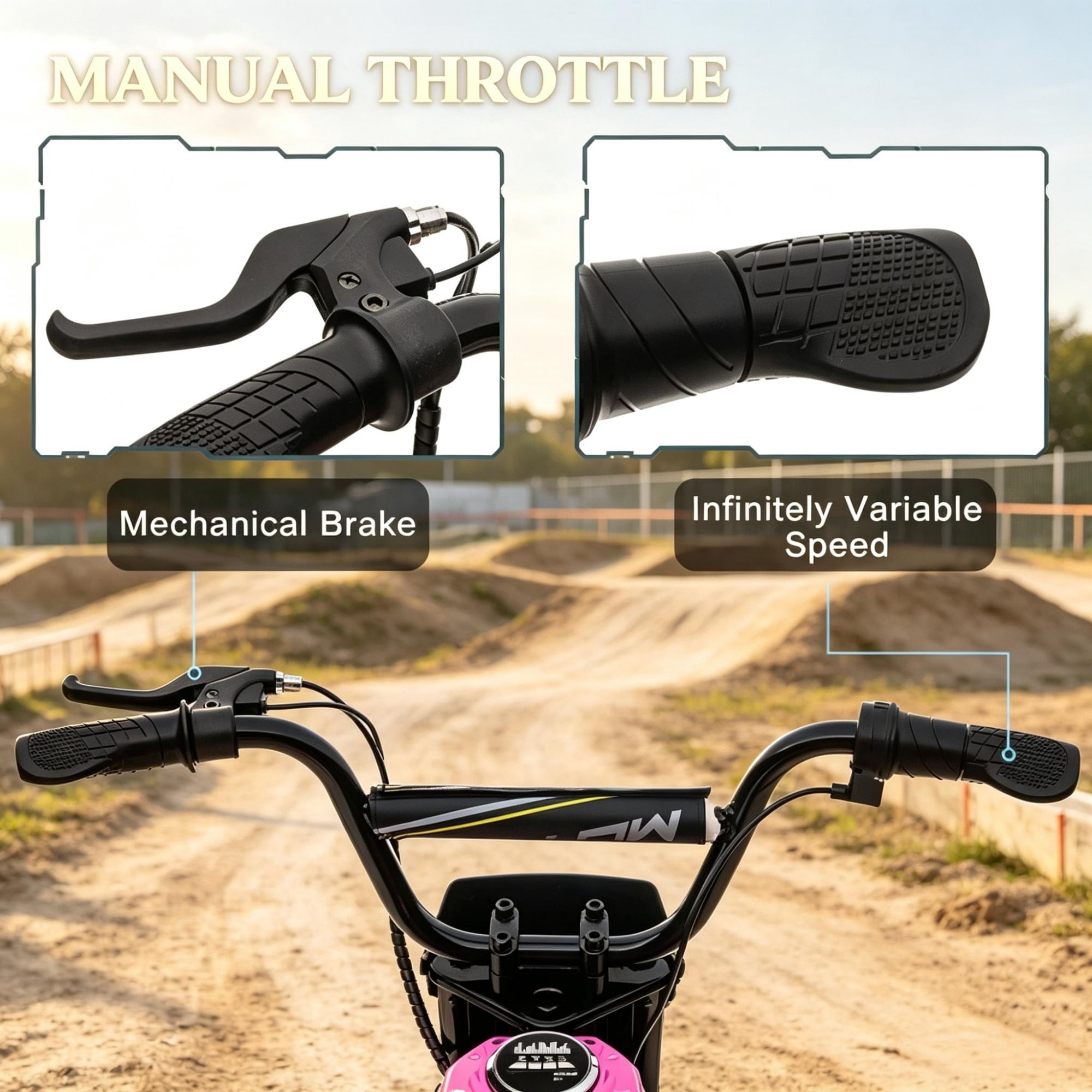 24V 350W Kids Dirt Bike, Electric Motorized, 15 MPH Top Speed, Twist Grip Throttle, Pink