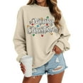 thumbnail image 5 of TTUHYWXI Women's Merry Christmas Oversized Pullover Sweatshirt With Lights - Holiday Xmas Sweater Top (Beige, XL), 5 of 6