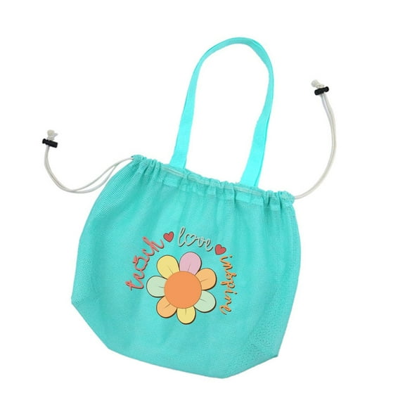 Kids Beach Shell Bag Beach Pouch Shell Collecting Bag Sand Toy Storage Bag with Handle Beach Toy Bag for Holding Shells