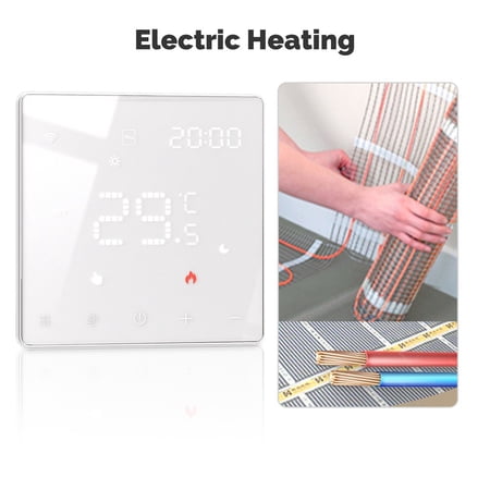 WiFi Smart Thermostat With Touch Screen LCD Display,Programmable Remote Temperature Control For Home Heating Cooling System, Compatible For Tuya App(White Electric)