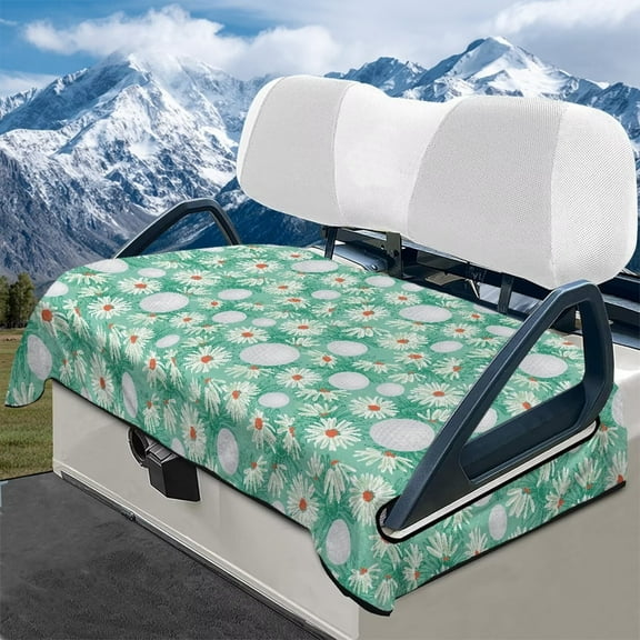 Yuyamidu Golf Ball Golf Cart Seat Covers Daisy Flannel Golf Cart Cushion Covers Winter Warm Seat Towel Blanket Fits in Club Car More 2 Person Seats, Green