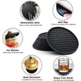thumbnail image 4 of Casewin Drink Coasters Set of 6 with Holder, Silicone Coasters Tabletop Protection for Any Table Type, Wood, Glass, Stone Tables, Dishwasher Safe, Black, 4 of 5